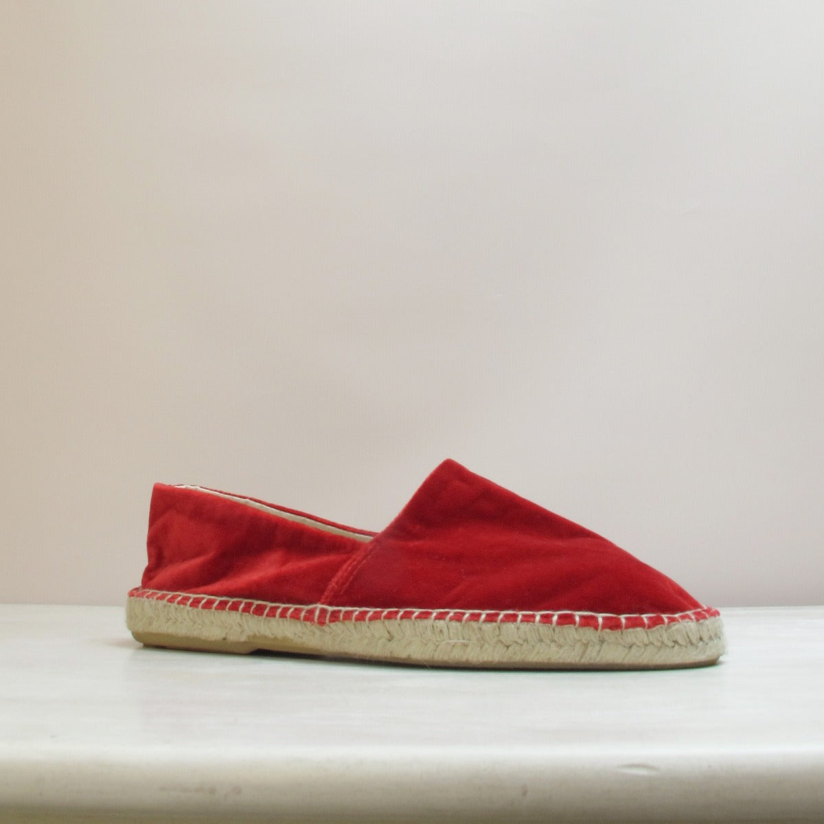 Velvet Espadrilles In Dark Red