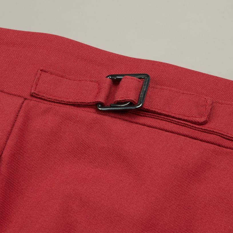 Trouser style one in cotton drill in Red | Anderson & Sheppard Shop