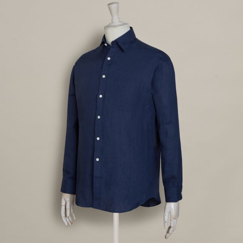 Classic linen shirt in Midnight | Anderson & Sheppard Shop