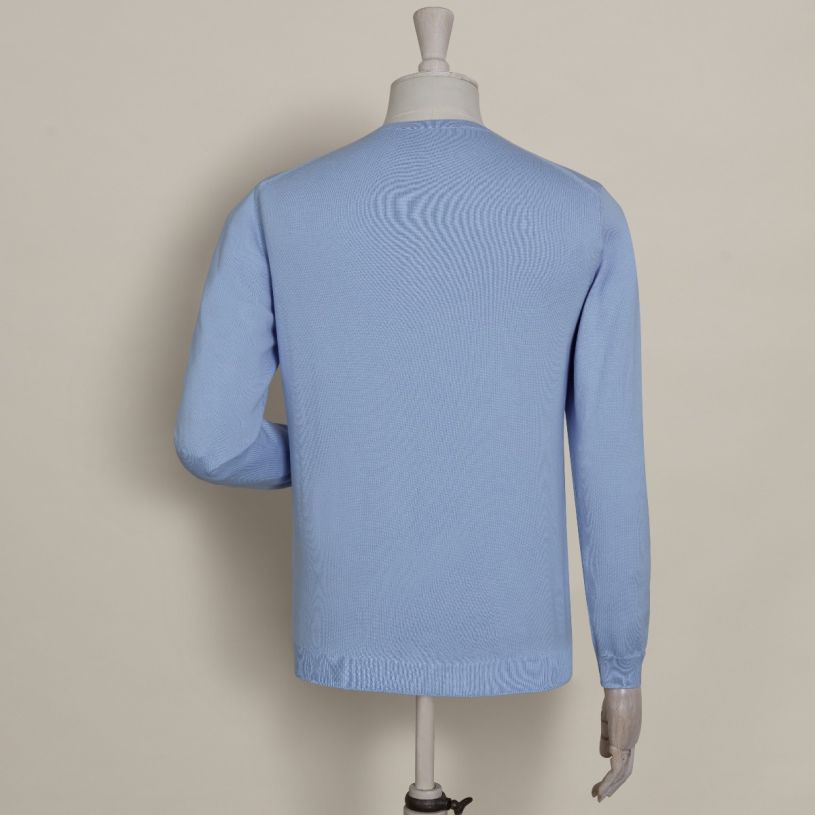 Knitted cotton henley shirt in Sky | Anderson & Sheppard Shop