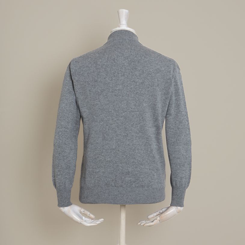 Cashmere button neck sweater in Grey | Anderson & Sheppard Shop