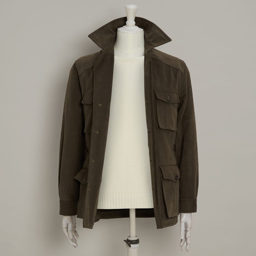 Heavy drill cotton travel jacket in Chocolate | Anderson & Sheppard Shop