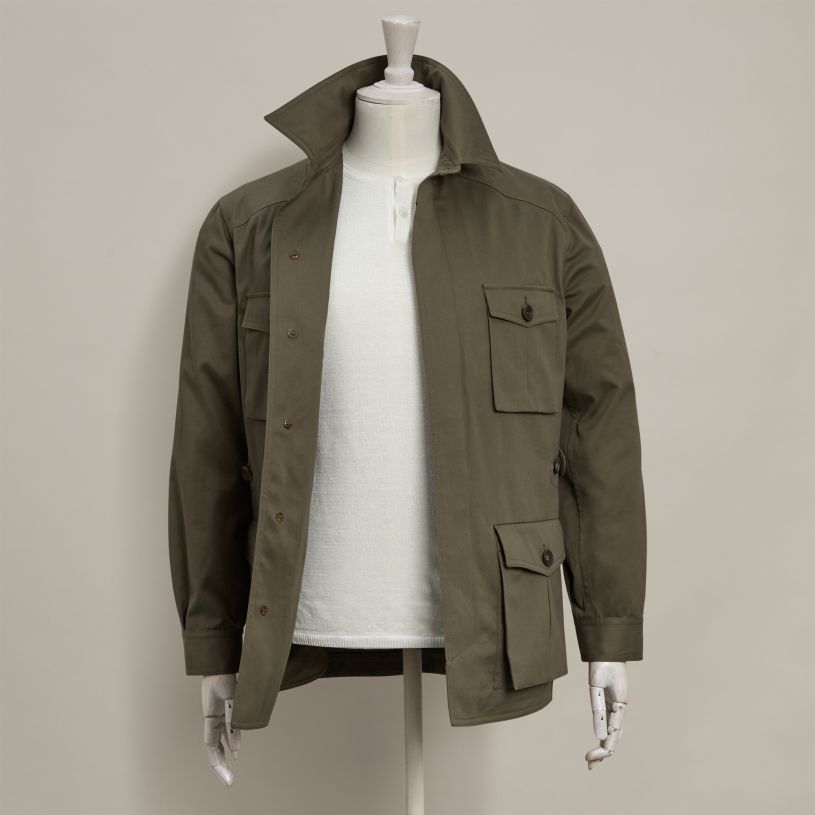 Cotton travel jacket in Lovat | Anderson & Sheppard Shop