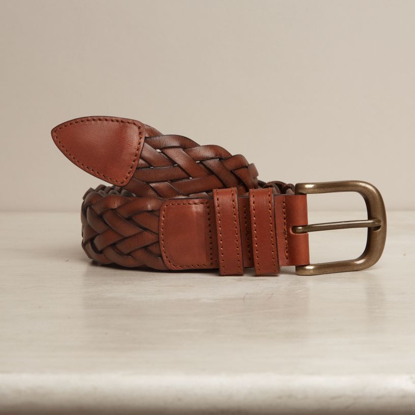 Woven leather belt in Brown | Anderson & Sheppard Shop