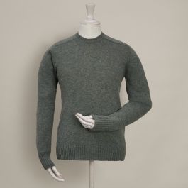 Shetland wool crew neck sweater in Sage | Anderson & Sheppard Shop